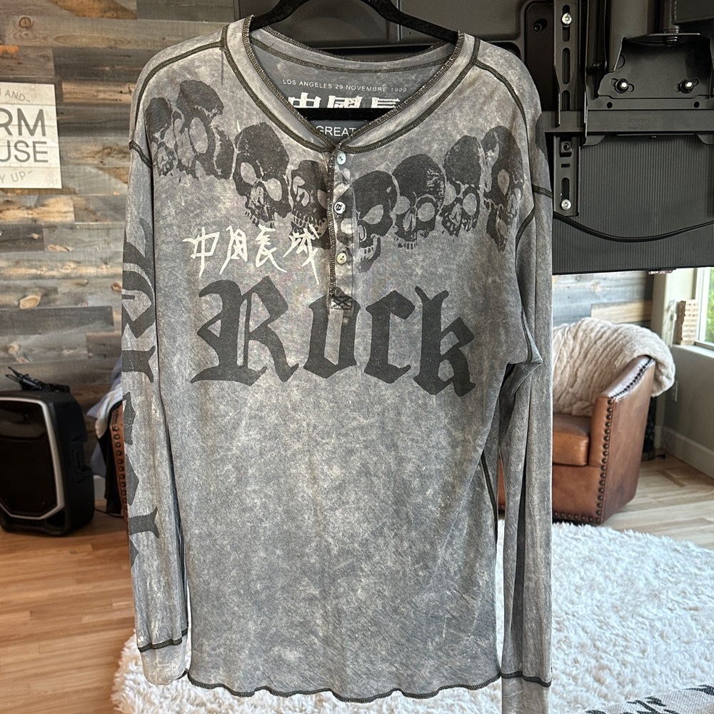 The Great China Wall “Rock” Skull Graphic Long Sleeve — Rare!